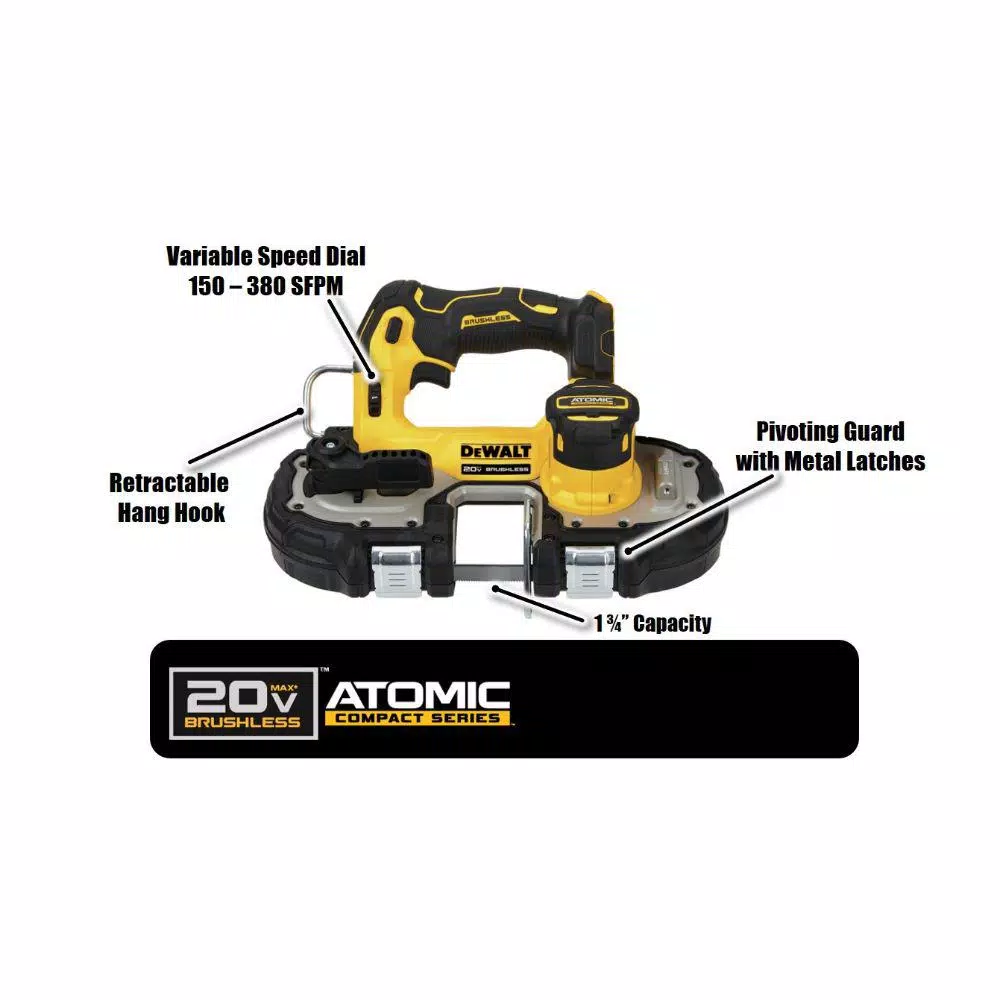 DEWALT ATOMIC 20V MAX Cordless Brushless Compact 1-3/4 in. Portable Band Saw (Tool-Only)