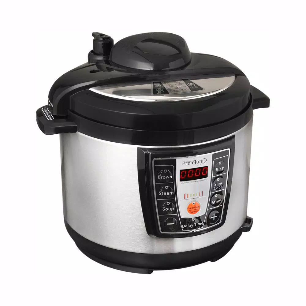 PREMIUM 5.2 Qt. Digital Electric Pressure Cooker with Browning Control, Silver and Black