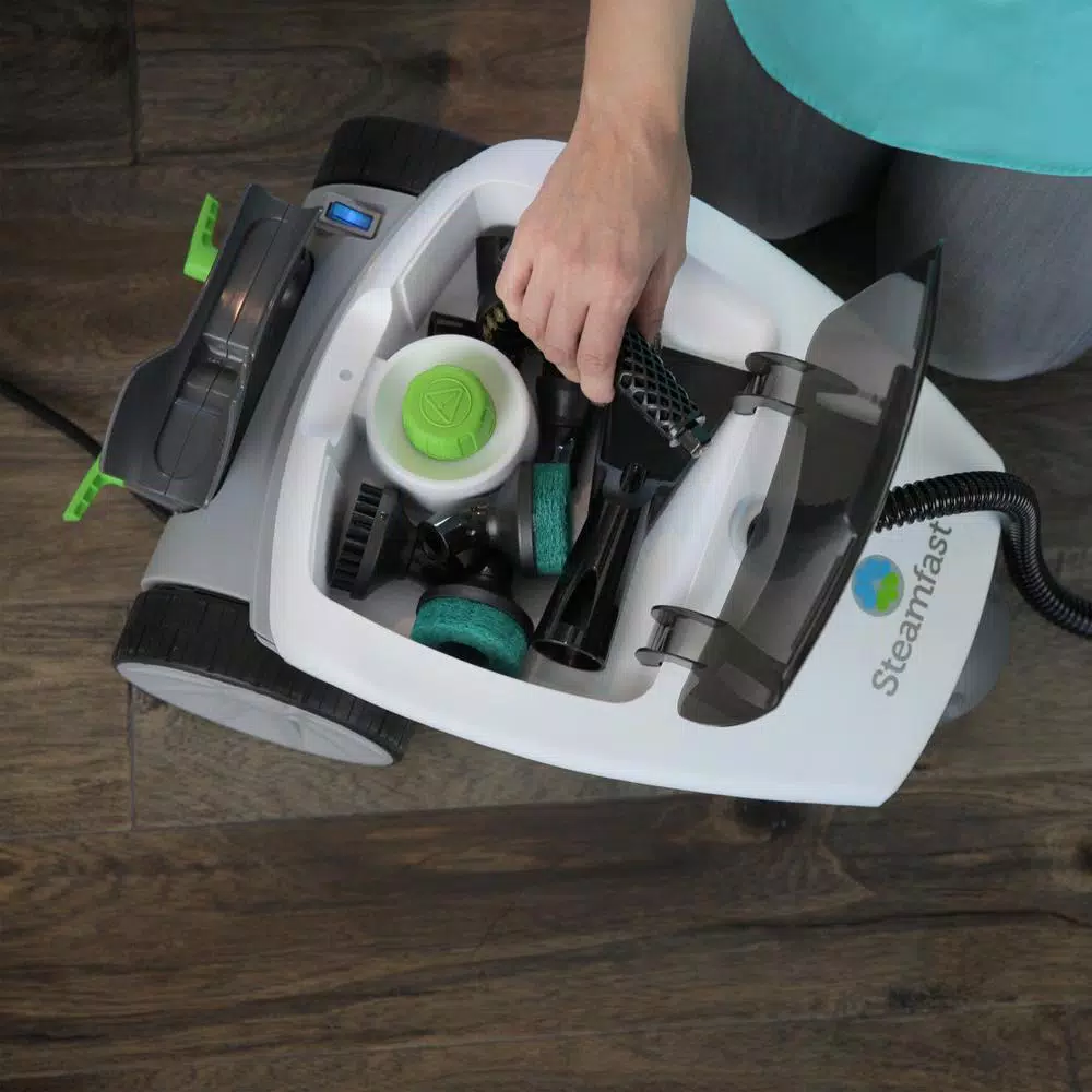 SteamFast SF-375 Deluxe Canister Steam Cleaner, 1500W, 48 oz. Tank, 18 Attachments