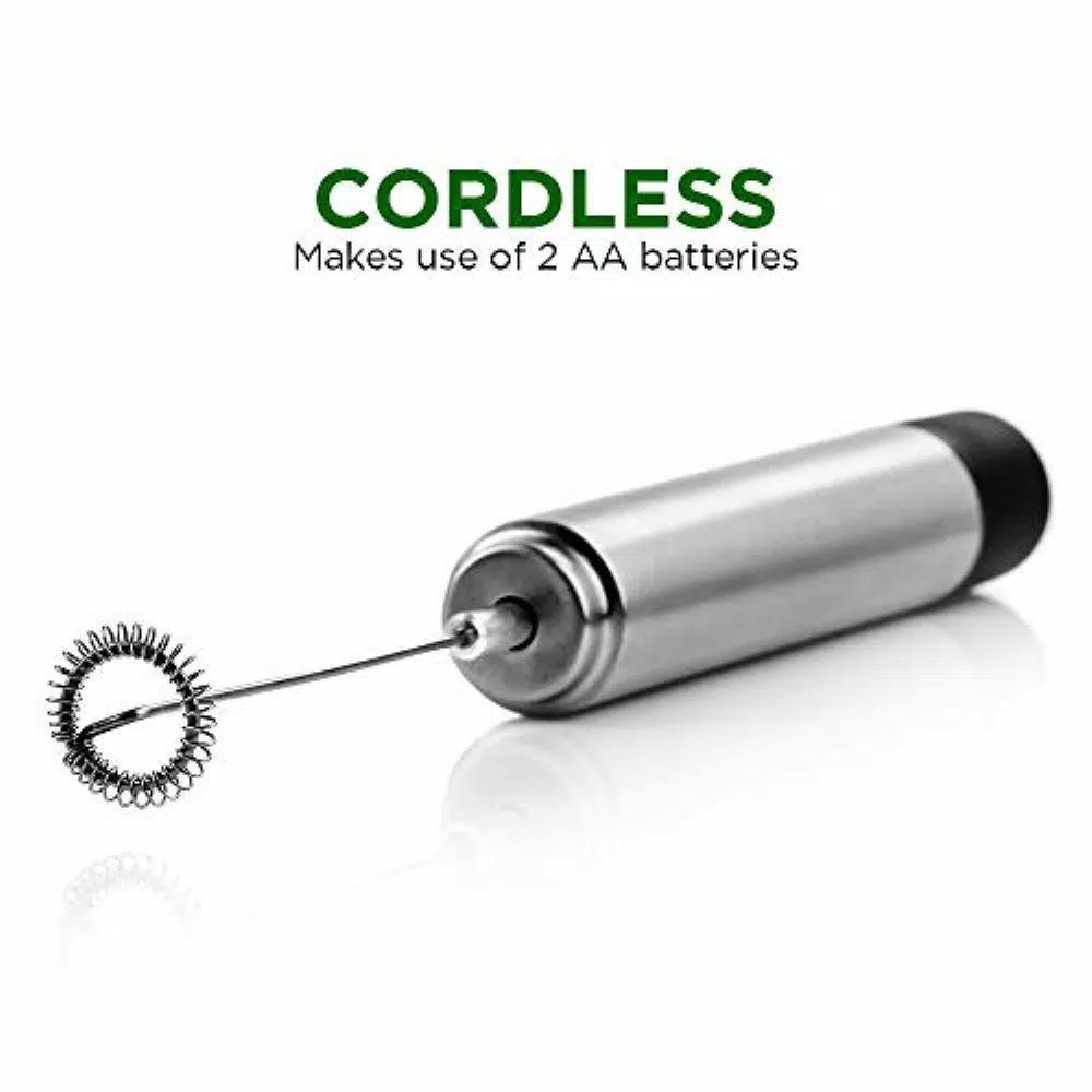 Ovente Stainless Steel Handheld Milk Frother and Electric Beverage Mixer, Silver
