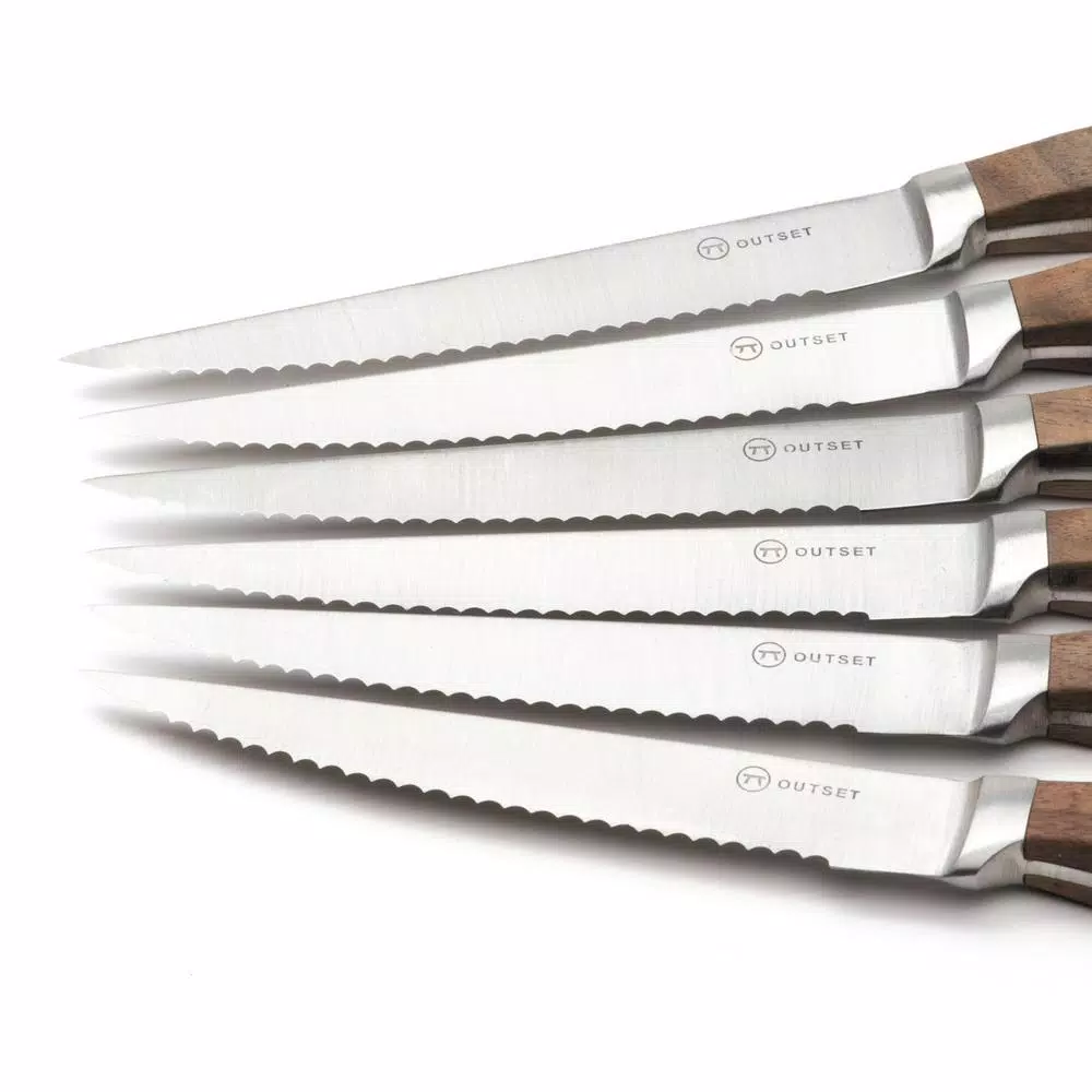 Outset Curtis Lloyd 6-Piece Forged Stainless Steel Steak Knife Set with Rosewood Handles