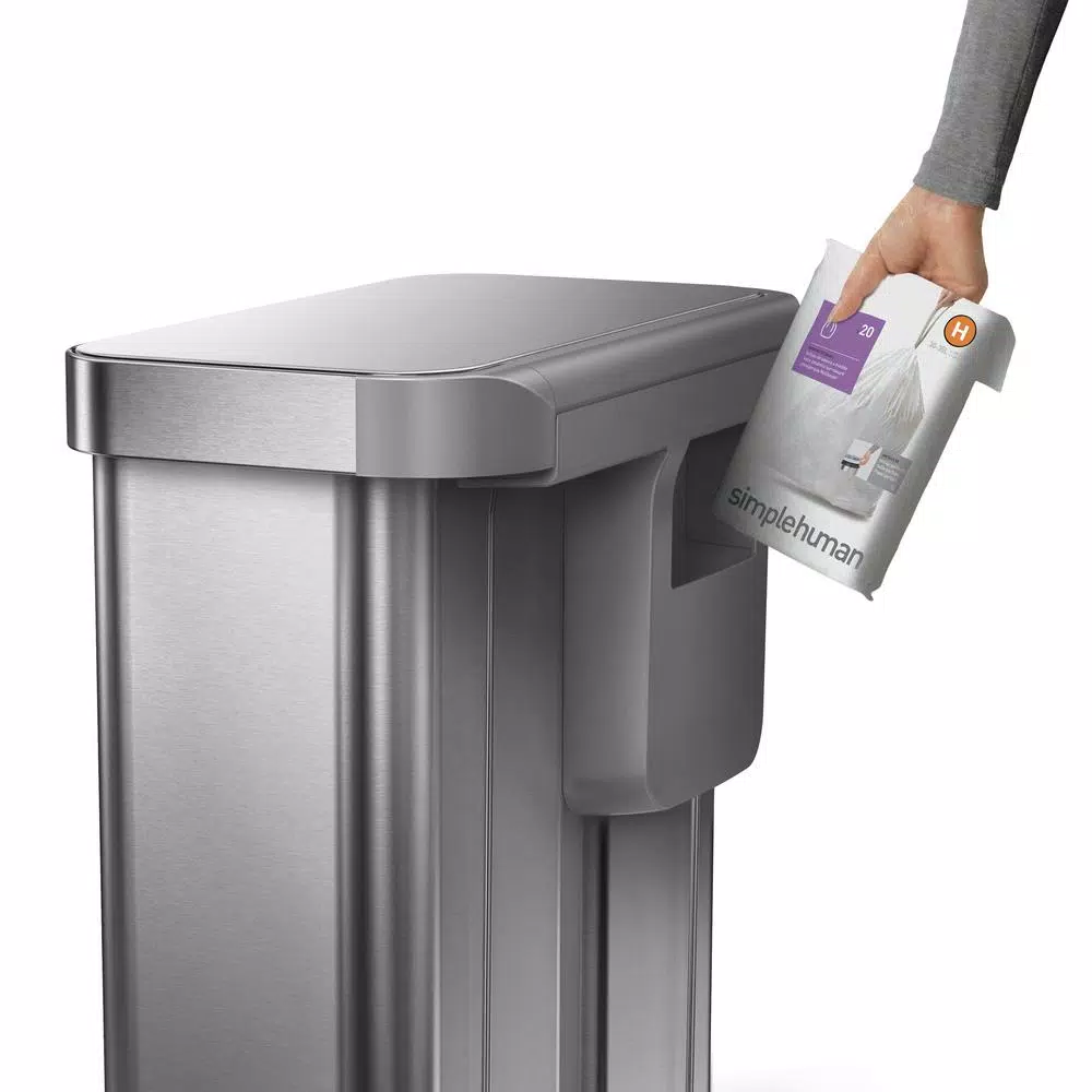 simplehuman 15 Gallon Dual Compartment Stainless Steel Step Trash Can and Recycling Bin