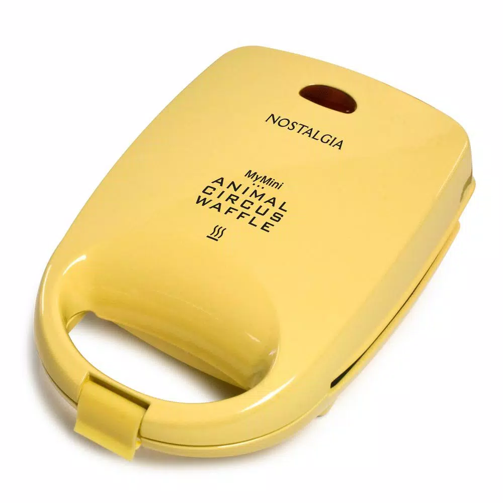 Nostalgia MyMini Circus Animal Waffle Maker, 4-Shape Yellow Waffle Iron