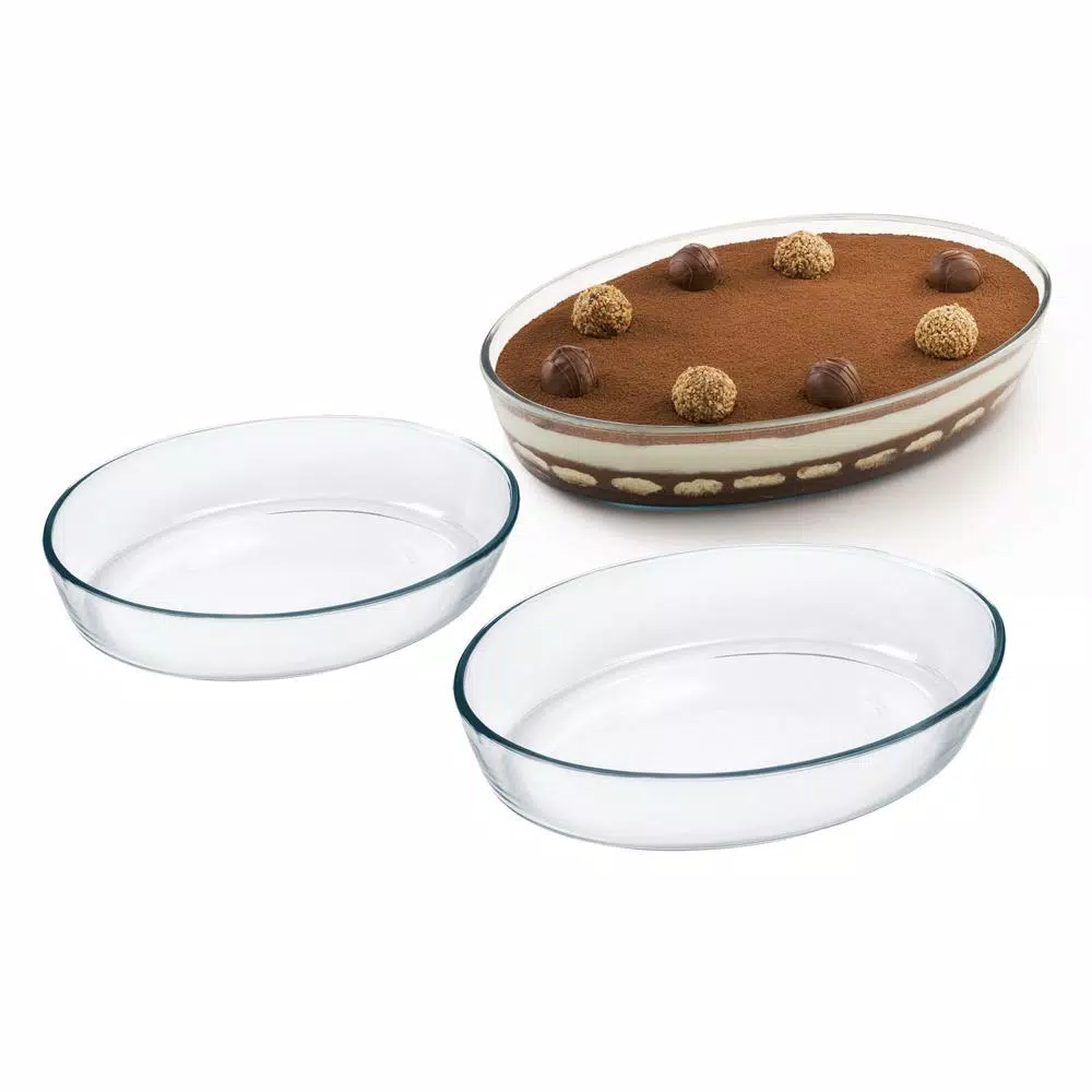 Marinex Terrina 2-Piece Oval Borosilicate Glass Roaster Set
