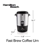Hamilton Beach Fast Brew 45-Cup Stainless Steel Coffee Urn with 1-Hand Dispensing thumbnail 3