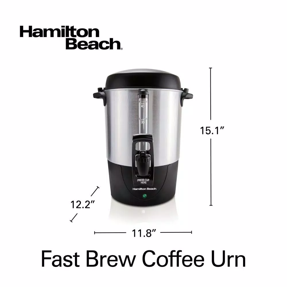 Hamilton Beach Fast Brew 45-Cup Stainless Steel Coffee Urn with 1-Hand Dispensing