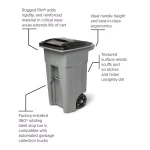 Toter 32 Gallon Blue Rollout Recycling Bin with Attached Hinged Lid thumbnail 6