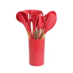 MegaChef 12-Piece Red Silicone and Wood Kitchen Utensil Set thumbnail 2