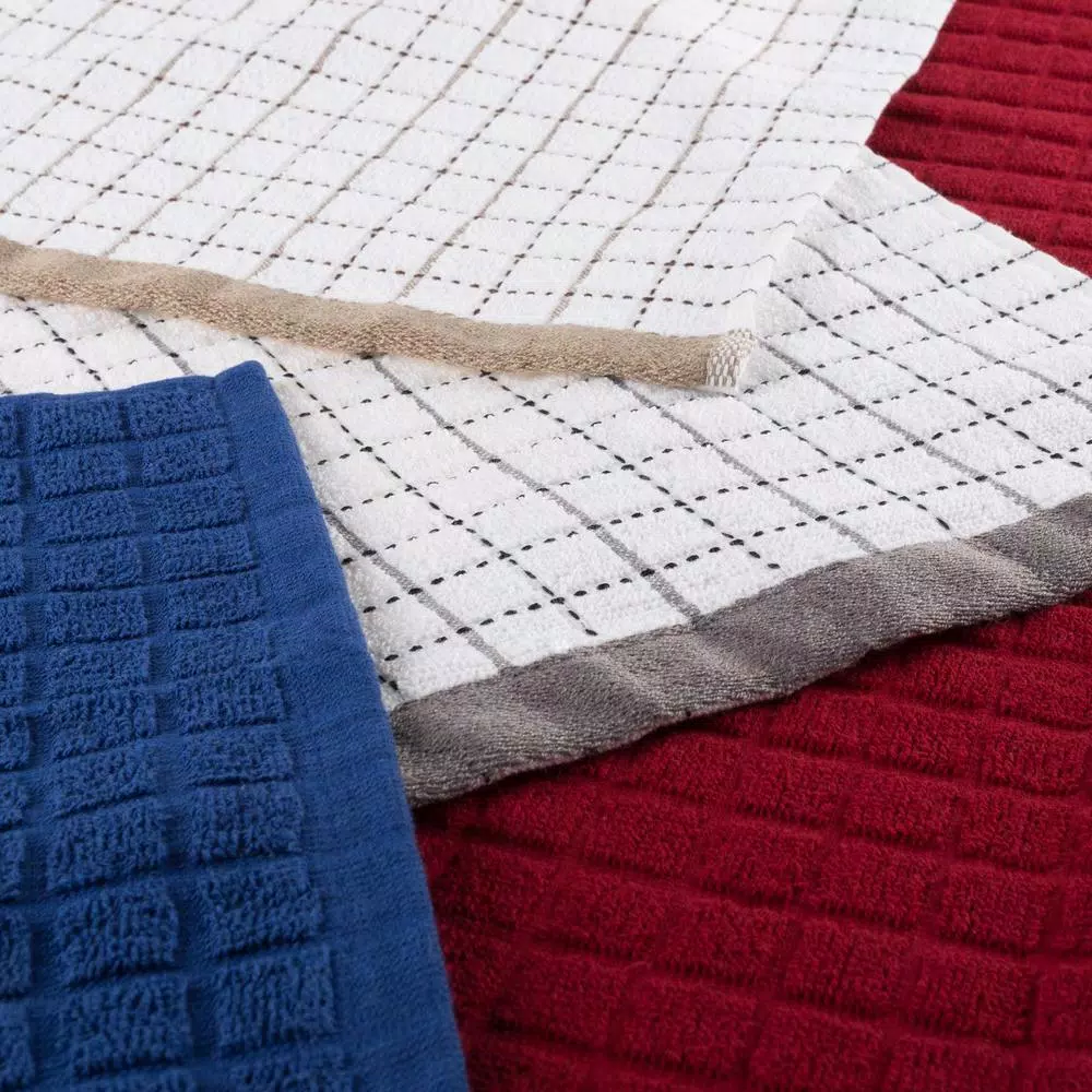 Lavish Home 16-Pack Windowpane Pattern Cotton Kitchen Towels - Multi-Color Set
