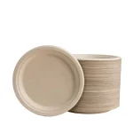 Unbranded 9 in. Natural Sugarcane Plates, Eco-Friendly & Compostable (300 Pack) thumbnail 1