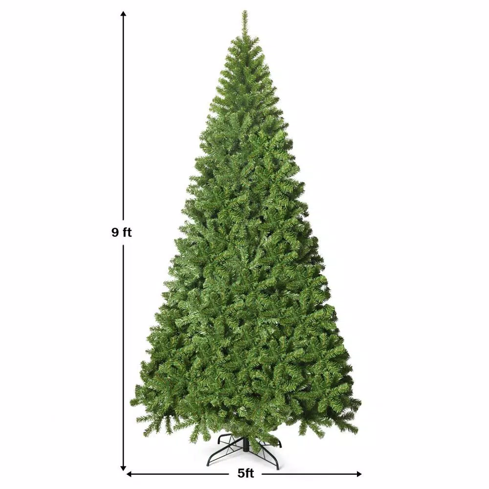 Costway 9 ft. Slim Fraser Fir Artificial Christmas Tree, Unlit Green with 2094 Tips