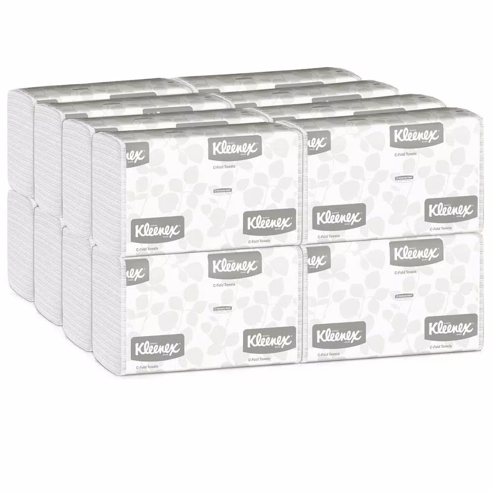 Kleenex C-Fold White Paper Towels, 1-Ply, 150 Sheets per Pack, 16 Packs per Carton