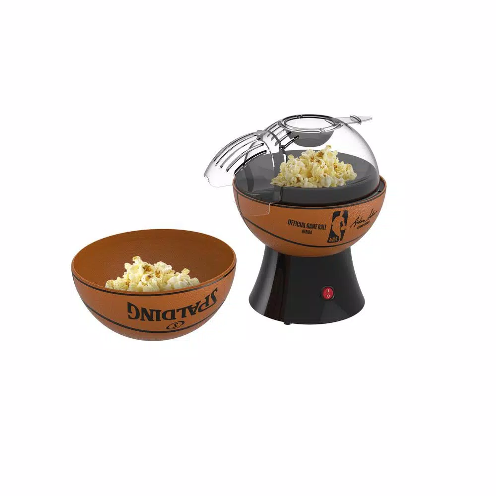Uncanny Brands NBA Spalding Basketball Hot Air Popcorn Maker, 1200W, Orange and Black