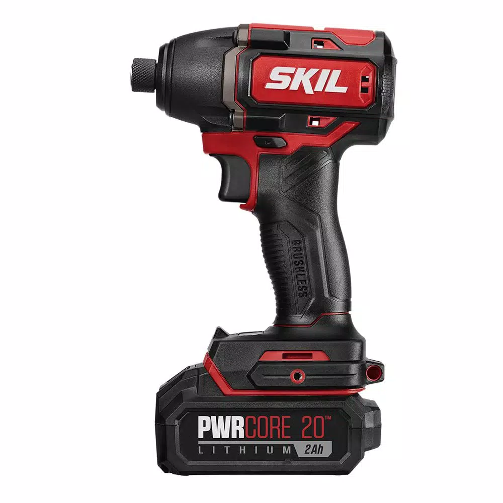 Skil PWRCore 20V Brushless 1/4 in. Hex Impact Driver Kit with 2.0Ah Battery and PWRJump Charger