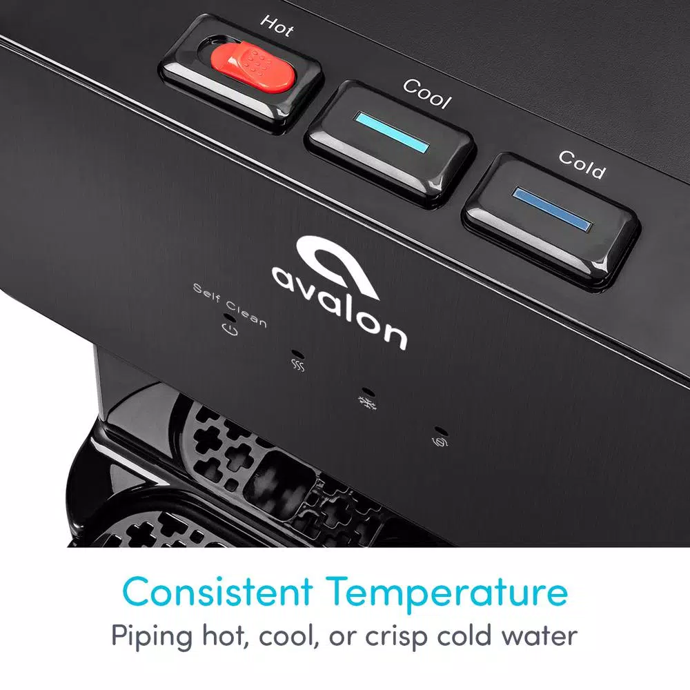 Avalon Self-Cleaning Bottom Loading Water Cooler - Black Stainless Steel, 3 Temperatures