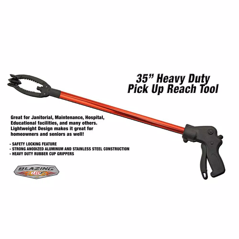 Blazing LEDz 35 in. Heavy Duty Reach Tool, 2-Pack - Anodized Aluminum Reaching Tool with Rubber Grippers