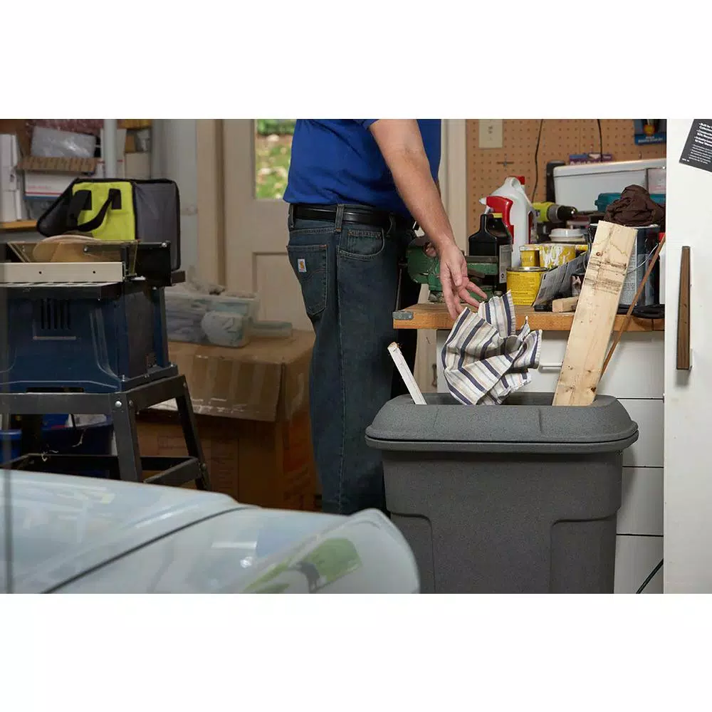 Toter Slimline 23 Gallon Rectangular Open Top Recycling Bin Lid, Graystone