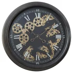 Yosemite Home Decor Yosemite Home Paris II Gear Wall Clock - Industrial Black and Gold Round Analog Clock thumbnail 1