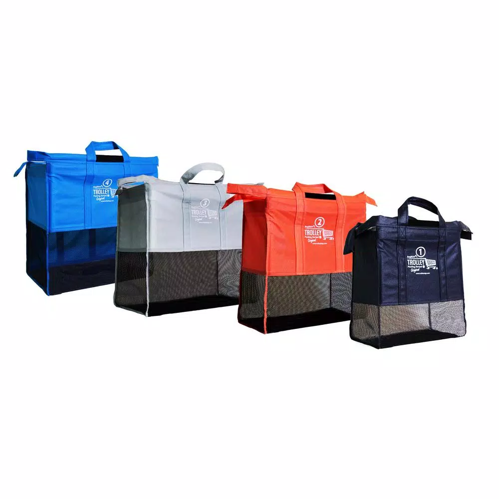 BergHOFF Trolley Bags Original Metro Reusable Grocery Shopping Cart Bag Set, 4-Piece Multi-Color