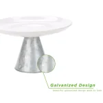 Mind Reader The Mind Reader Silver Ceramic & Galvanized Iron Cake Stand, Dessert & Cupcake Display Tray thumbnail 2