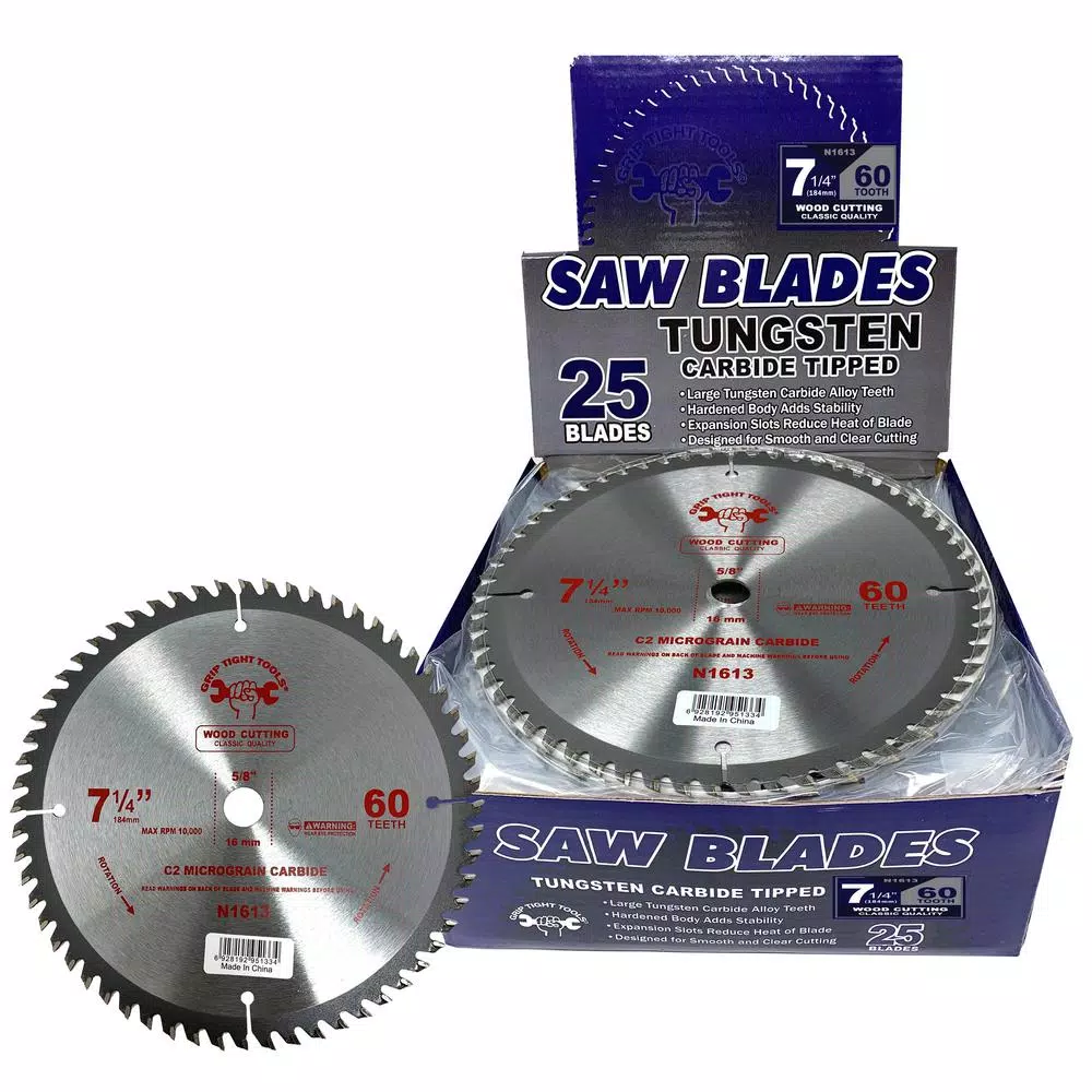 GRIP TIGHT TOOLS Grip Tight Classic 7-1/4 in. 60-Tooth Tungsten Carbide Tipped Circular Saw Blade (25-Pack)