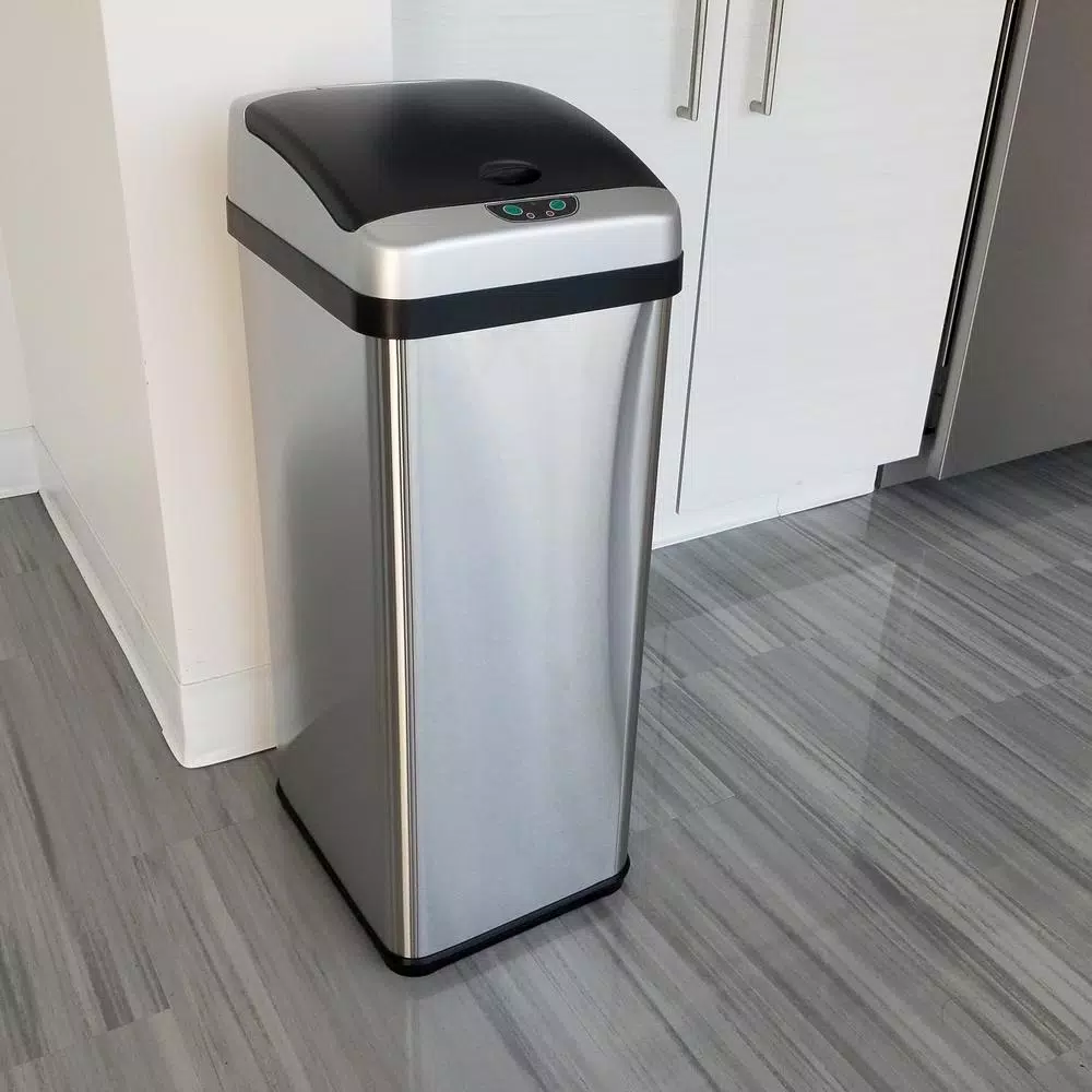 Halo 13 Gallon Platinum Extra-Wide Stainless Steel Automatic Sensor Trash Can