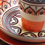 Elama Zen Rust Mozaik 16-Piece Stoneware Dinnerware Set, Service for 4, Orange Bohemian Style thumbnail 8