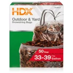 HDX 39 Gallon Clear Flex Drawstring Trash Bags, 1.1 Mil, 50-Count thumbnail 1