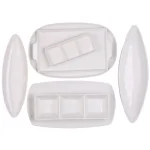 Home Essentials White Three Section Porcelain Serving Tray, 11.5 in. Square Stoneware Divided Dish thumbnail 2