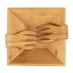 Classic Cuisine 11 in. Square Bamboo Salad Bowl Set with Two Utensils thumbnail 6