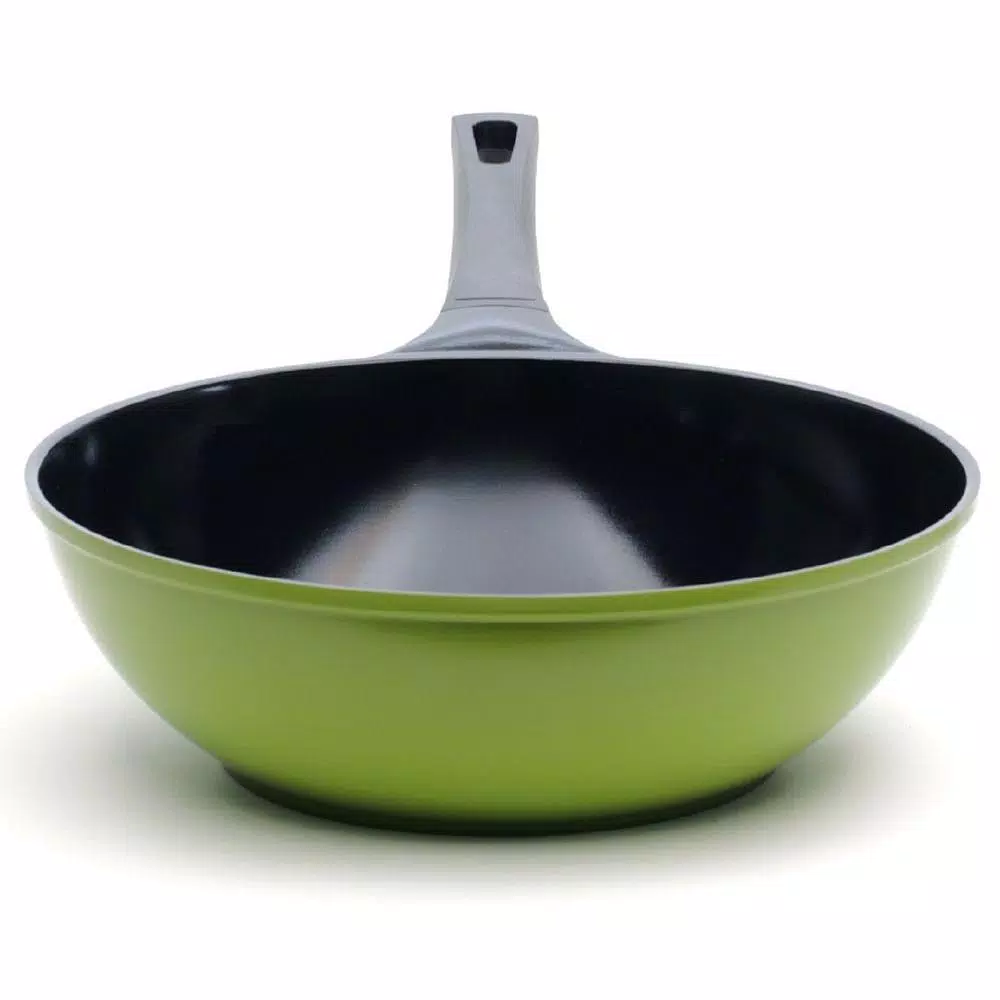 Ozeri Green Earth Nonstick Ceramic Wok, 12-inch Die-Cast Aluminum, Induction Safe