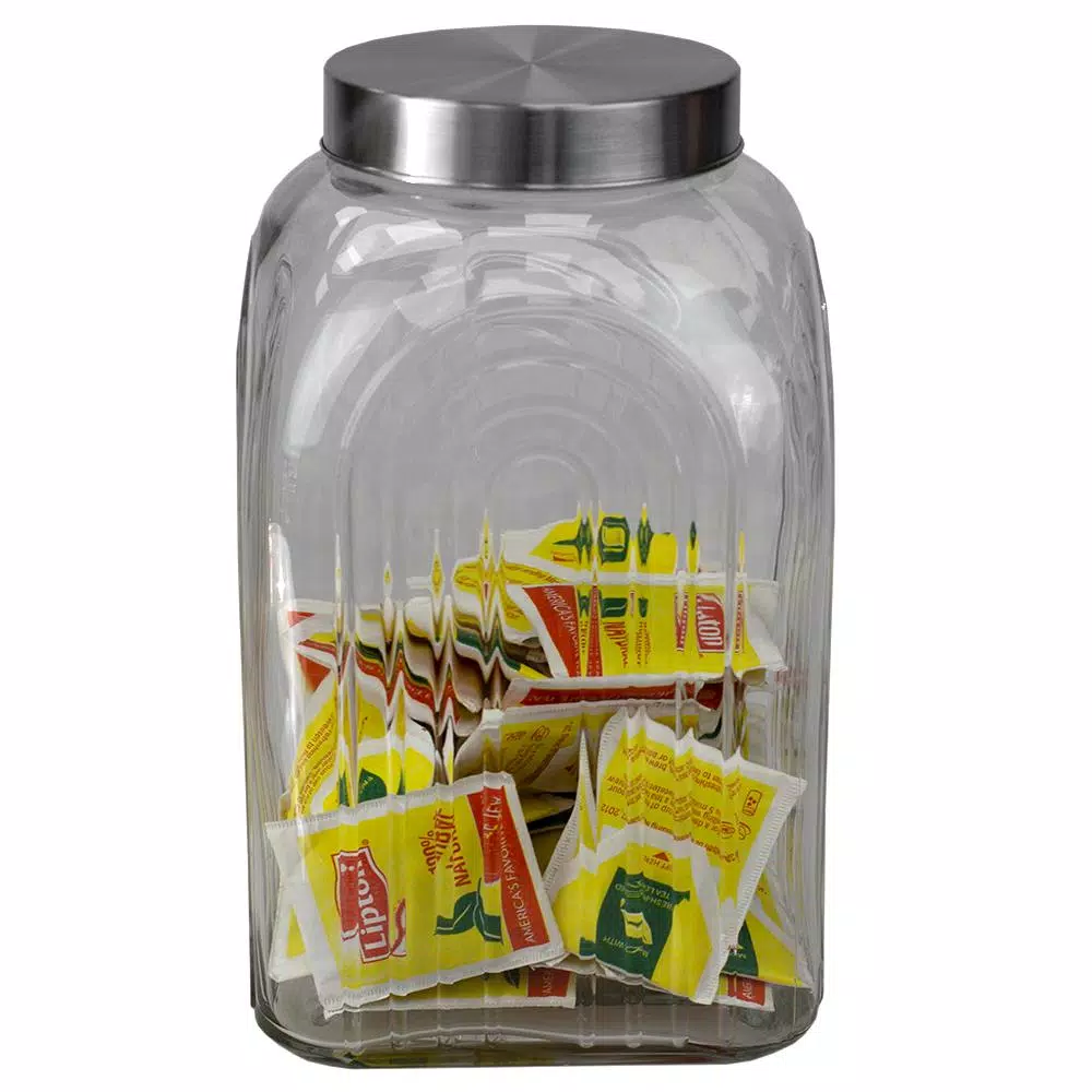 Unbranded Heritage 4.8 L Glass Kitchen Canister with Brushed Stainless Steel Lid