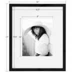 DesignOvation Gallery 13 x 16 in. Black Wood Picture Frame with White Mat for 8 x 10 in. Photos thumbnail 5