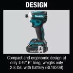 Makita 18V LXT Brushless 4-Speed Impact Driver Kit with 2 2.0 Ah Batteries and Charger thumbnail 11