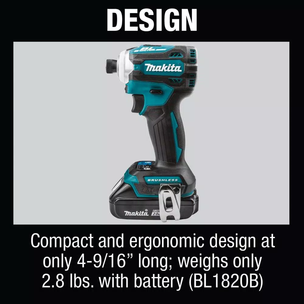 Makita 18V LXT Brushless 4-Speed Impact Driver Kit with 2 2.0 Ah Batteries and Charger