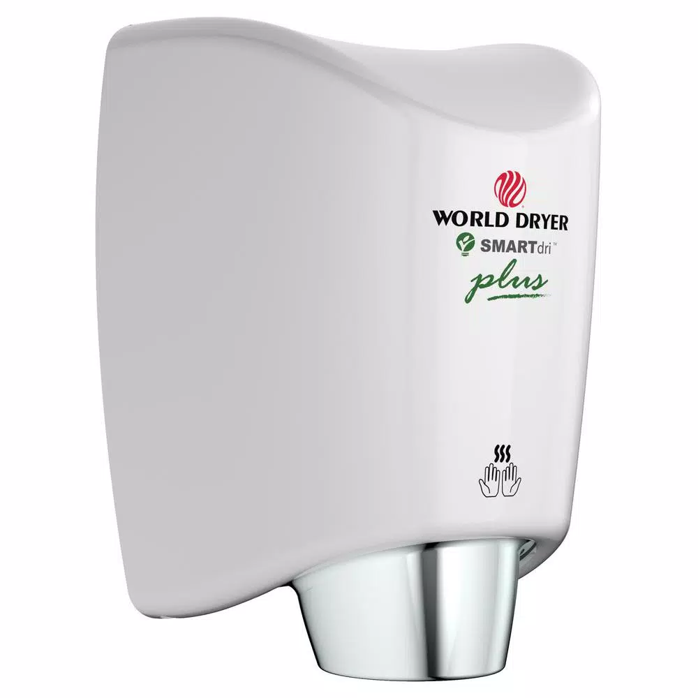 World Dryer SMARTdri Plus High Efficiency Automatic Electric Hand Dryer - White Aluminum