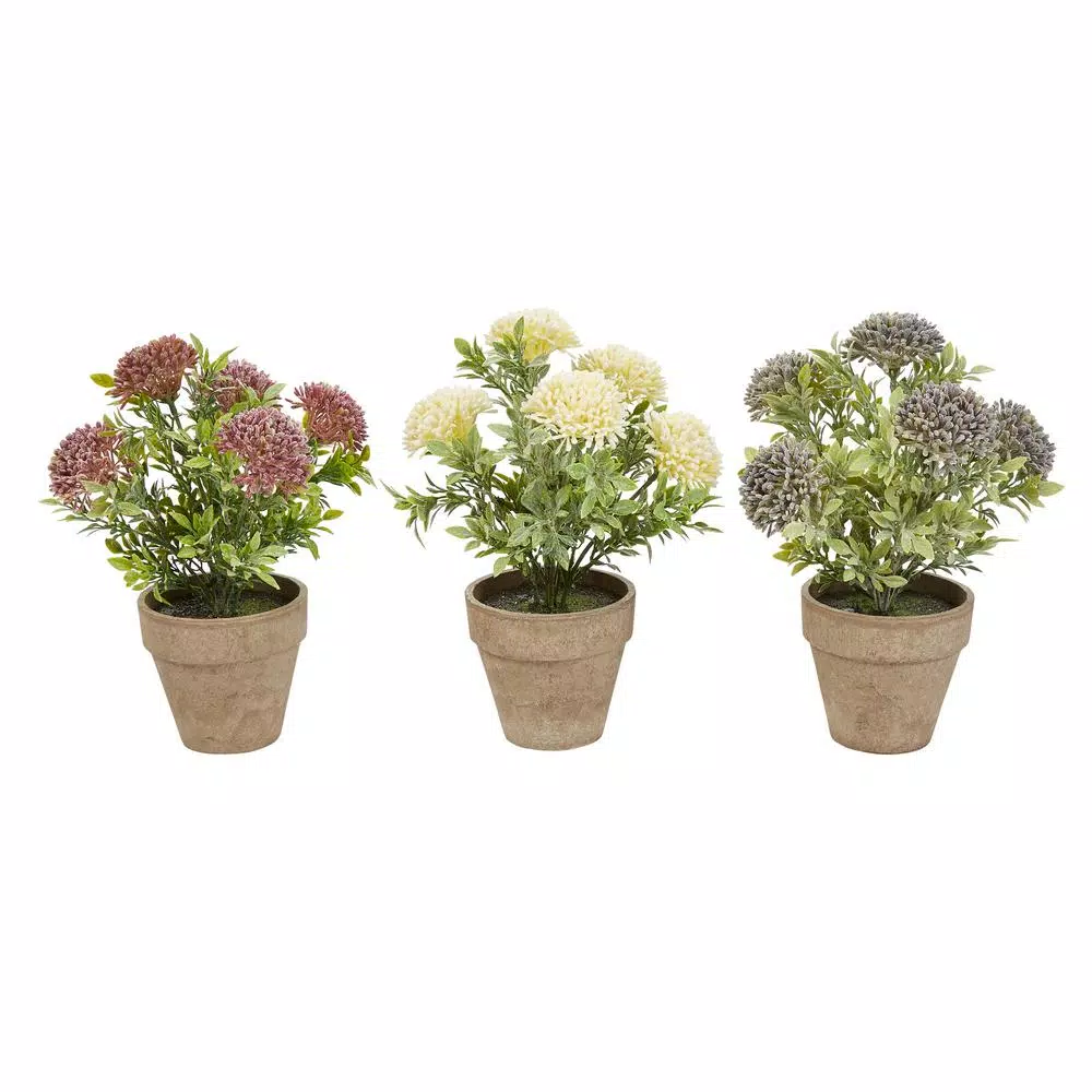 Pure Garden 10 in. Assorted Faux Flower Arrangement Set of 3