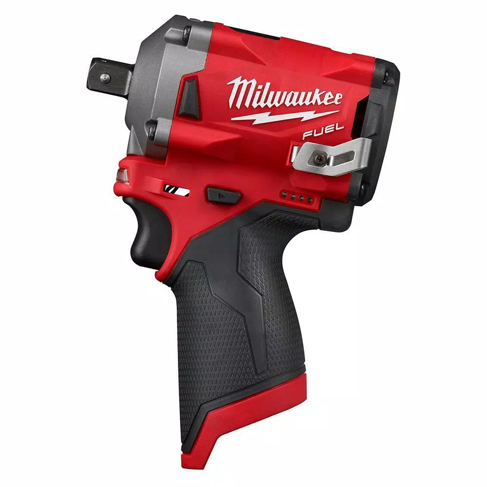 Milwaukee M12 FUEL 12V Brushless Cordless Stubby Impact Wrench Combo Kit (3/8 in. & 1/2 in.) with Two 3.0 Ah Batteries