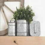 LITTON LANE Rustic Galvanized Iron Square Metal Storage Boxes with Lids, Set of 2 thumbnail 1