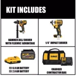 DEWALT 20V MAX Brushless Hammer Drill and Impact Driver Combo Kit with FLEXVOLT Advantage thumbnail 2