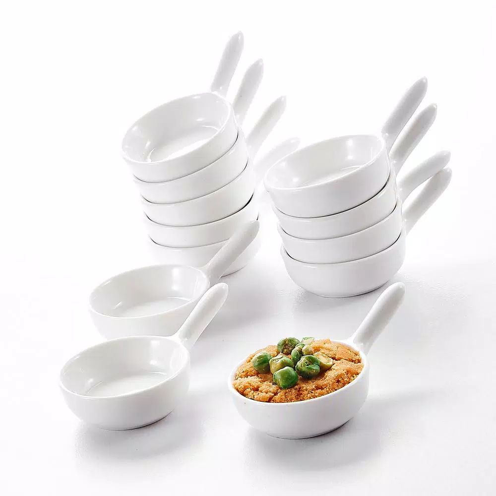 MALACASA 3.75 in. White Porcelain Ramekins Set of 12 - Versatile Ceramic Serving Dishes