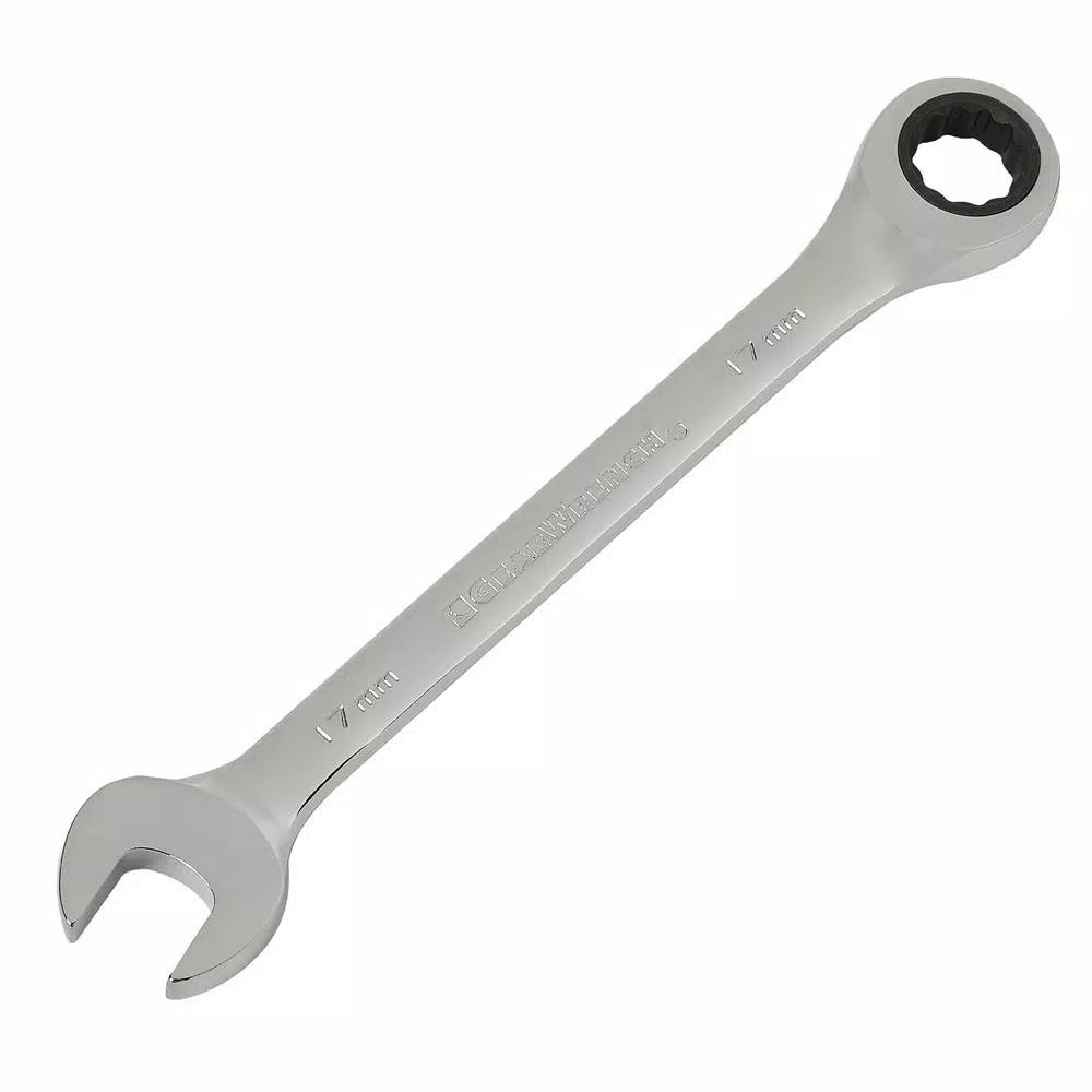 GearWrench 17 mm Combination Ratcheting Wrench, 12-Point Box End, Chrome Finish