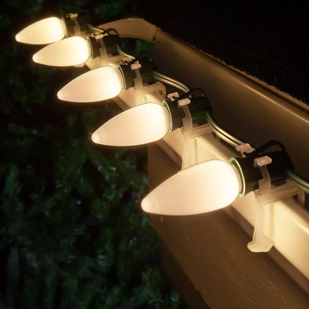 Wintergreen Lighting OptiCore C9 LED Warm White Smooth Opaque Christmas Light Bulbs, 25-Pack