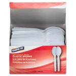 Genuine Joe Heavyweight White Polystyrene Disposable Spoons, 100 Count thumbnail 2