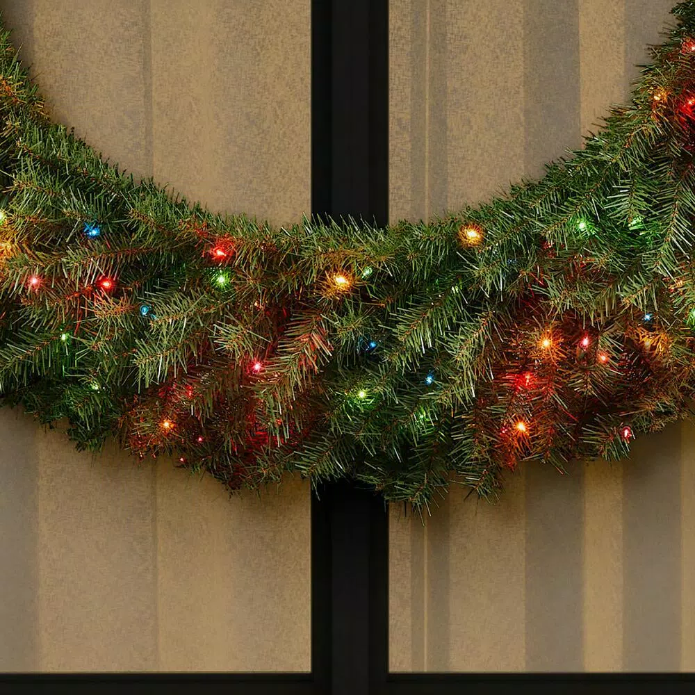 Home Accents Holiday 48 in. Norwood Fir Artificial Christmas Wreath with 200 Multi-Color Incandescent Lights