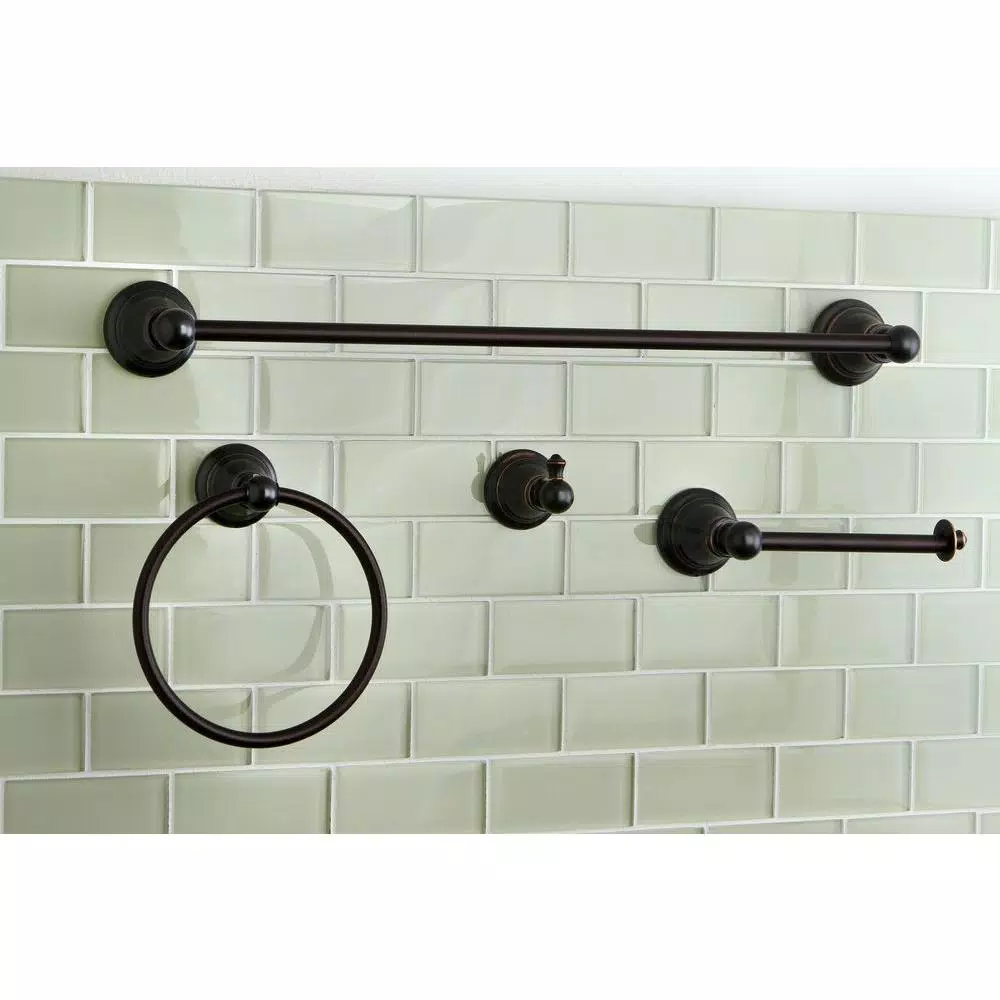 Kingston Brass 4-Piece Naples Bronze Bath Hardware Set - Oil Rubbed Bronze Bathroom Accessory Kit