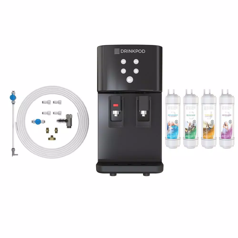 DRINKPOD 2000 Series Bottleless Water Filtration Cooler, 4-Stage Purification, Hot & Cold, Black