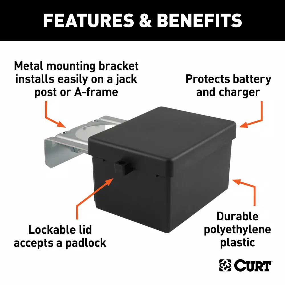 CURT Lockable Breakaway Battery Case with Metal Mounting Bracket