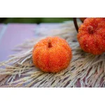 Flora Bunda 8-Piece Dark Orange Beaded Mini Pumpkin Set - 3 in. Fall Harvest Tabletop Decor thumbnail 4
