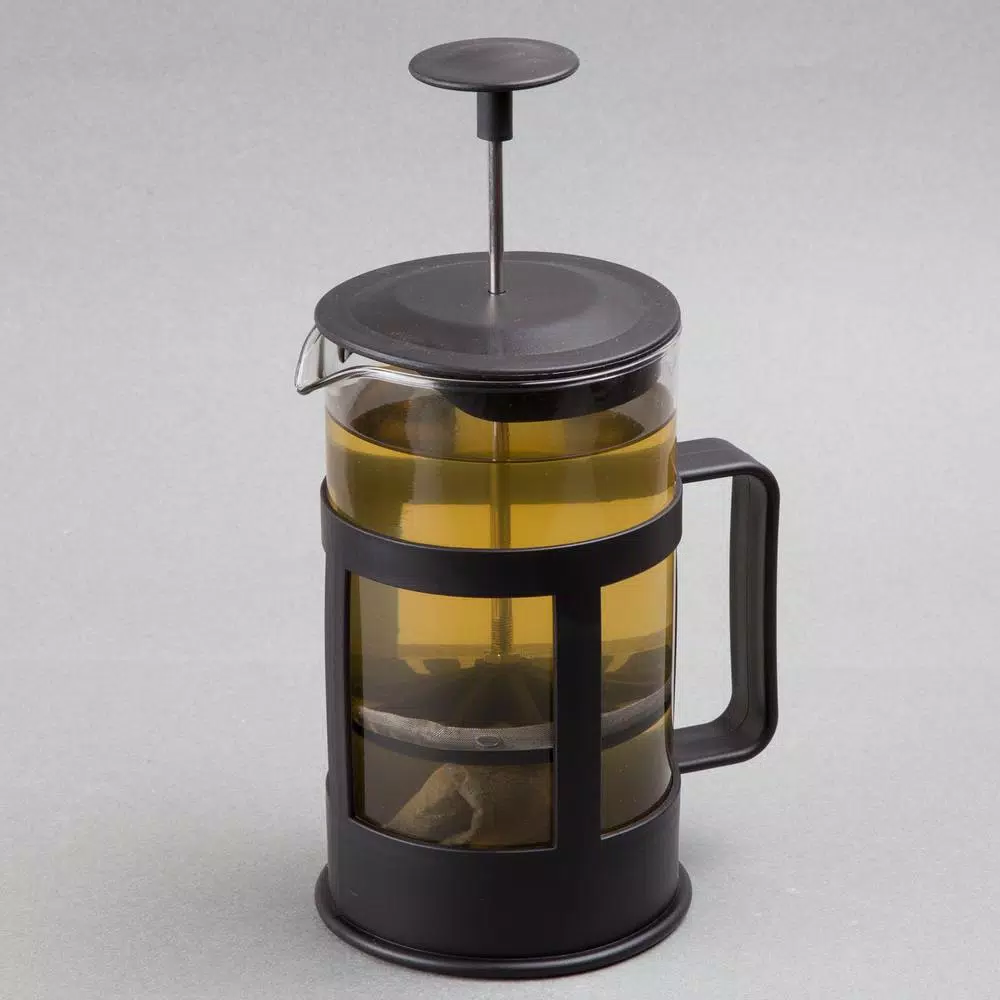 Creative Home 1000ml Glass French Press Coffee Maker and Tea Steeper, 4-Cup Stainless Steel Filter, Black